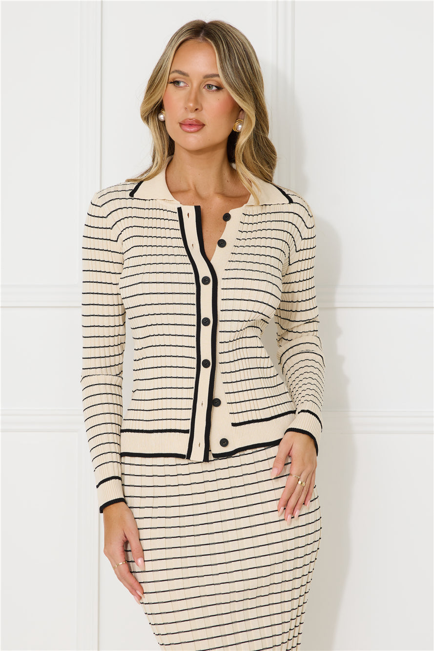 New York Chill Long Sleeve Knit Top Beige