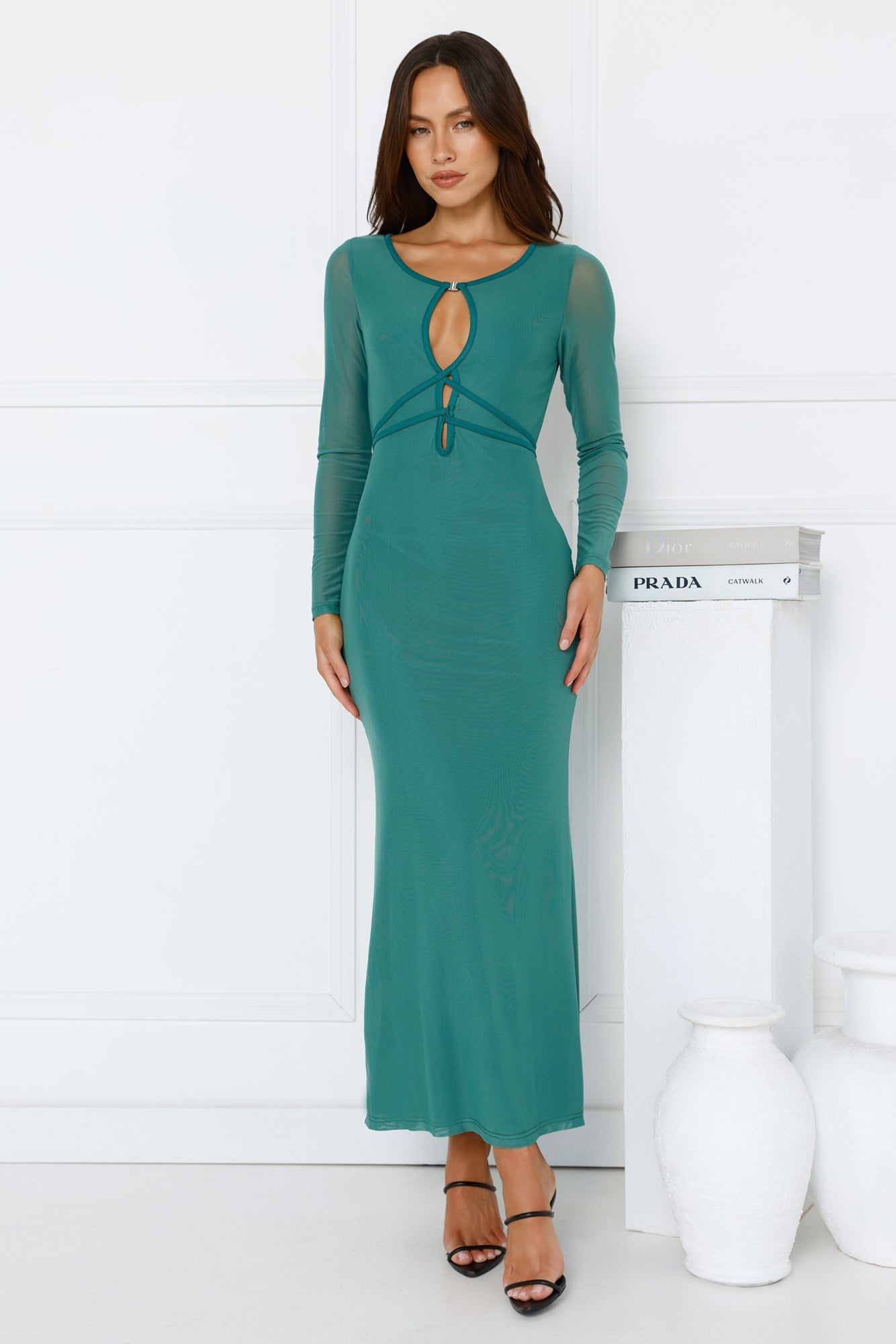 Solange Long Sleeve Maxi Dress Green
