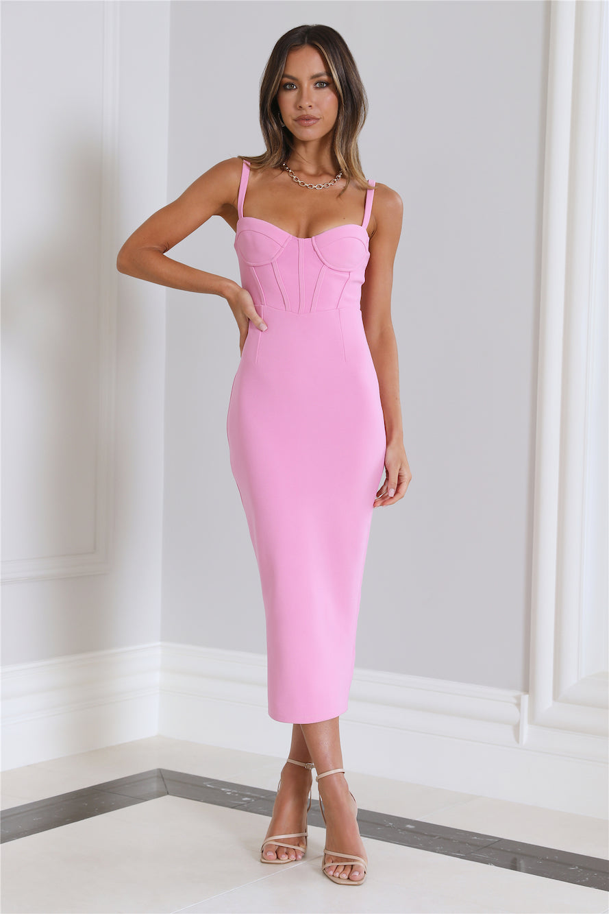 Time To Charm Midi Dress Pink