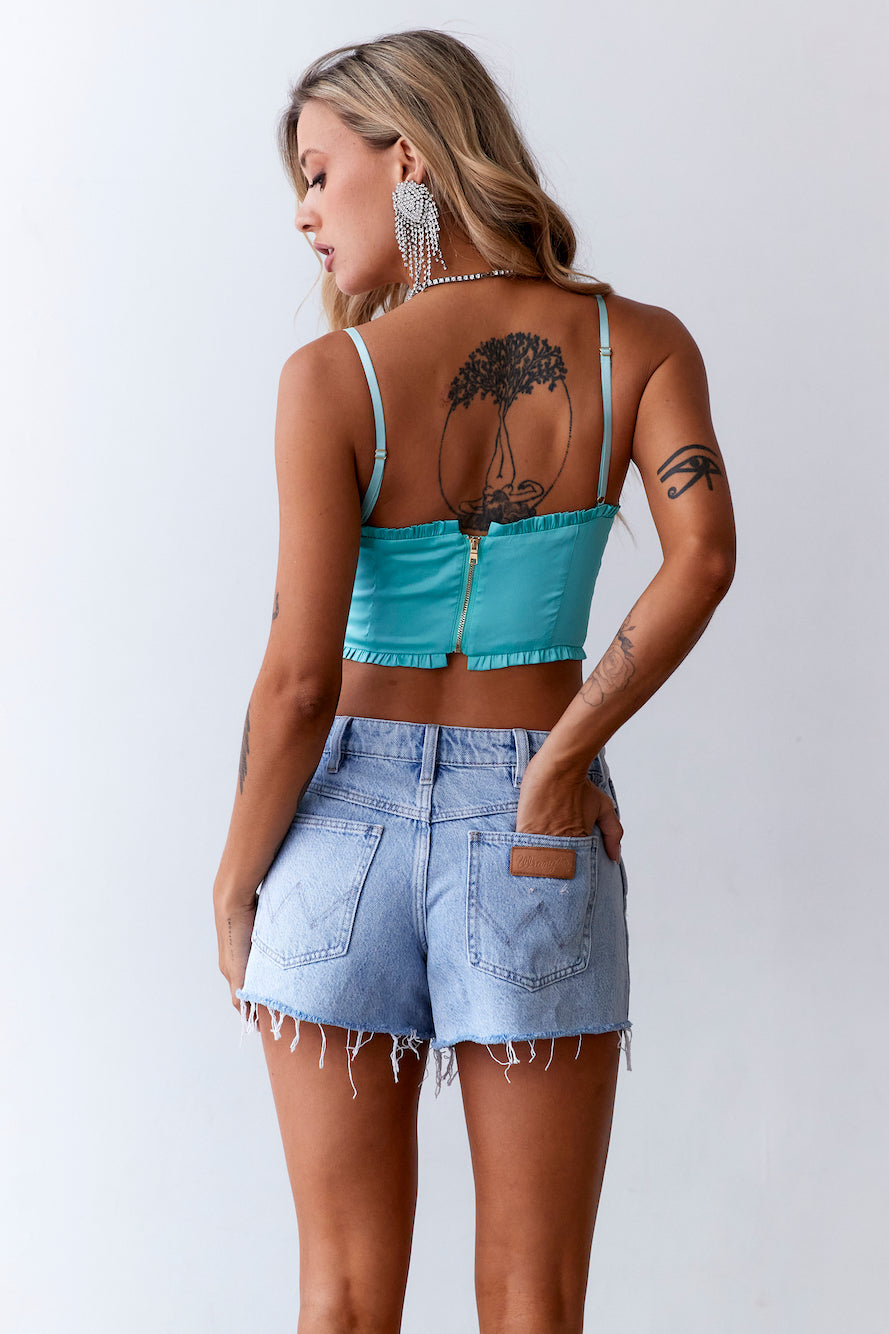 HELLO MOLLY Dream In Silk Top Aqua