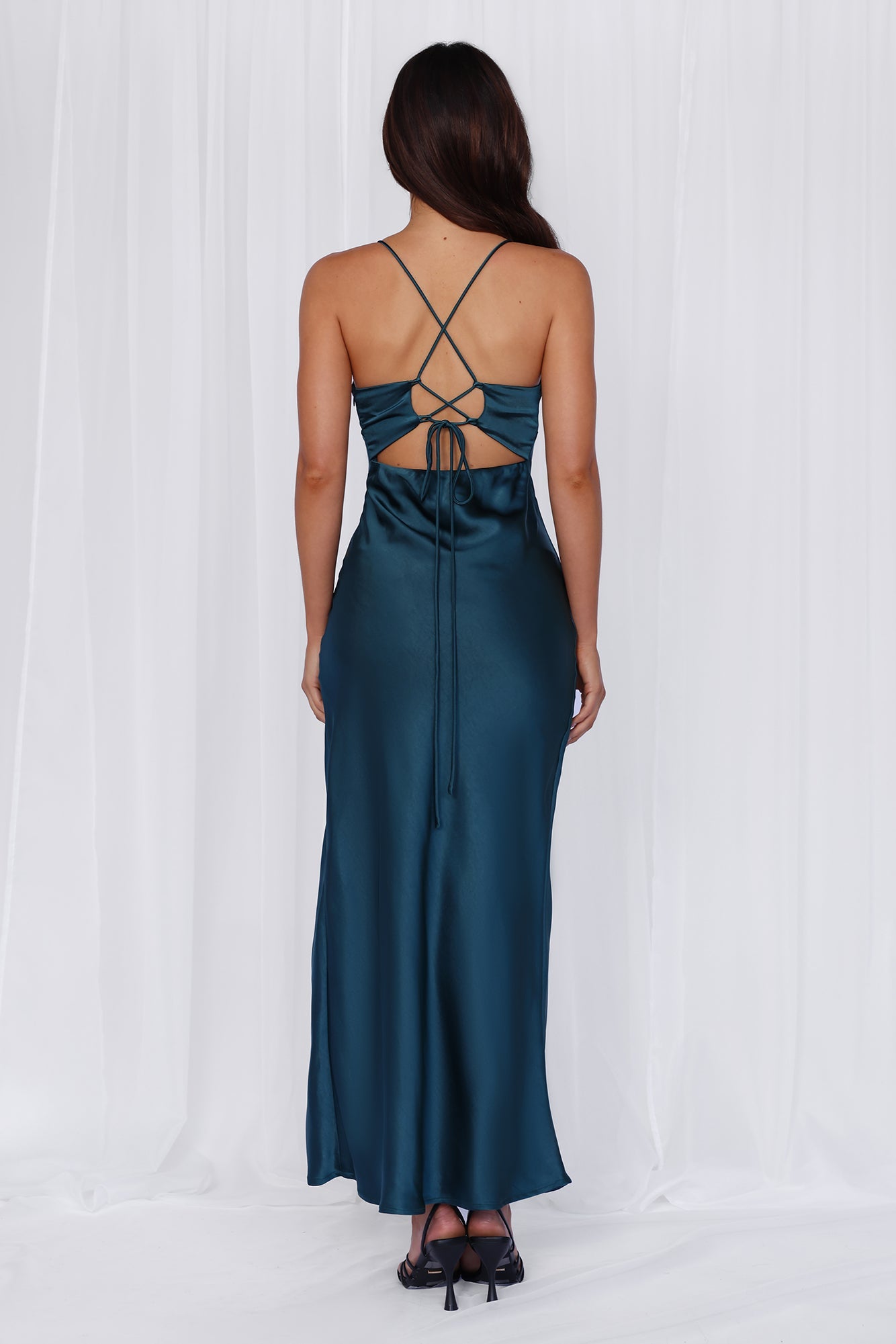 HELLO MOLLY The Sophia Satin Maxi Dress Teal