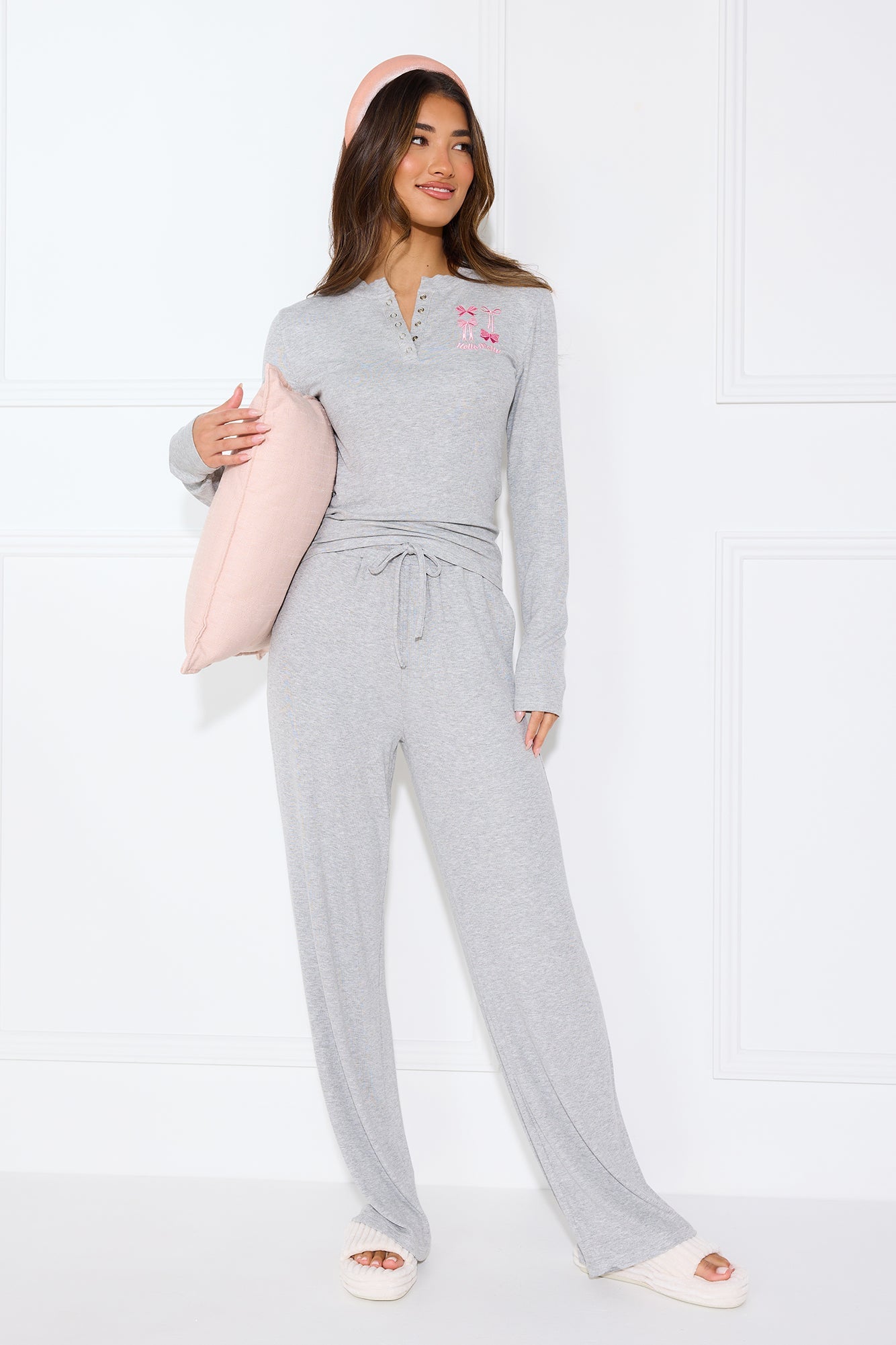 Cloud Nine Long Sleeve Pyjama Top Grey