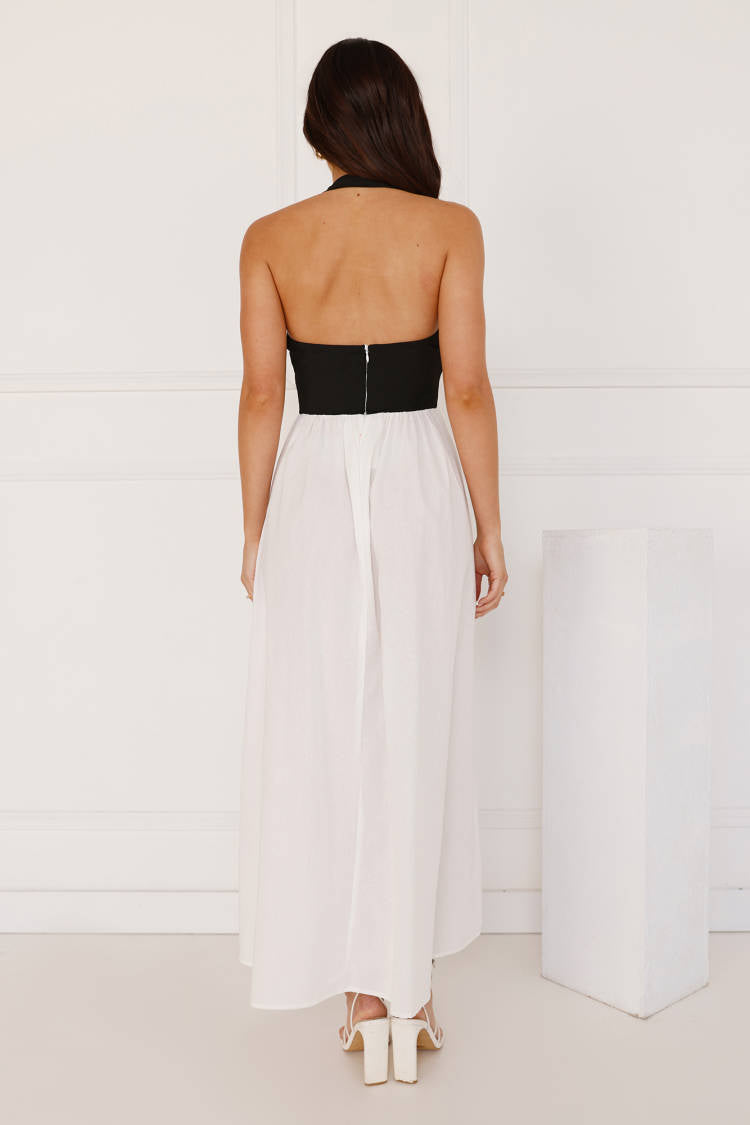 Sea Foam Halter Midi Dress White