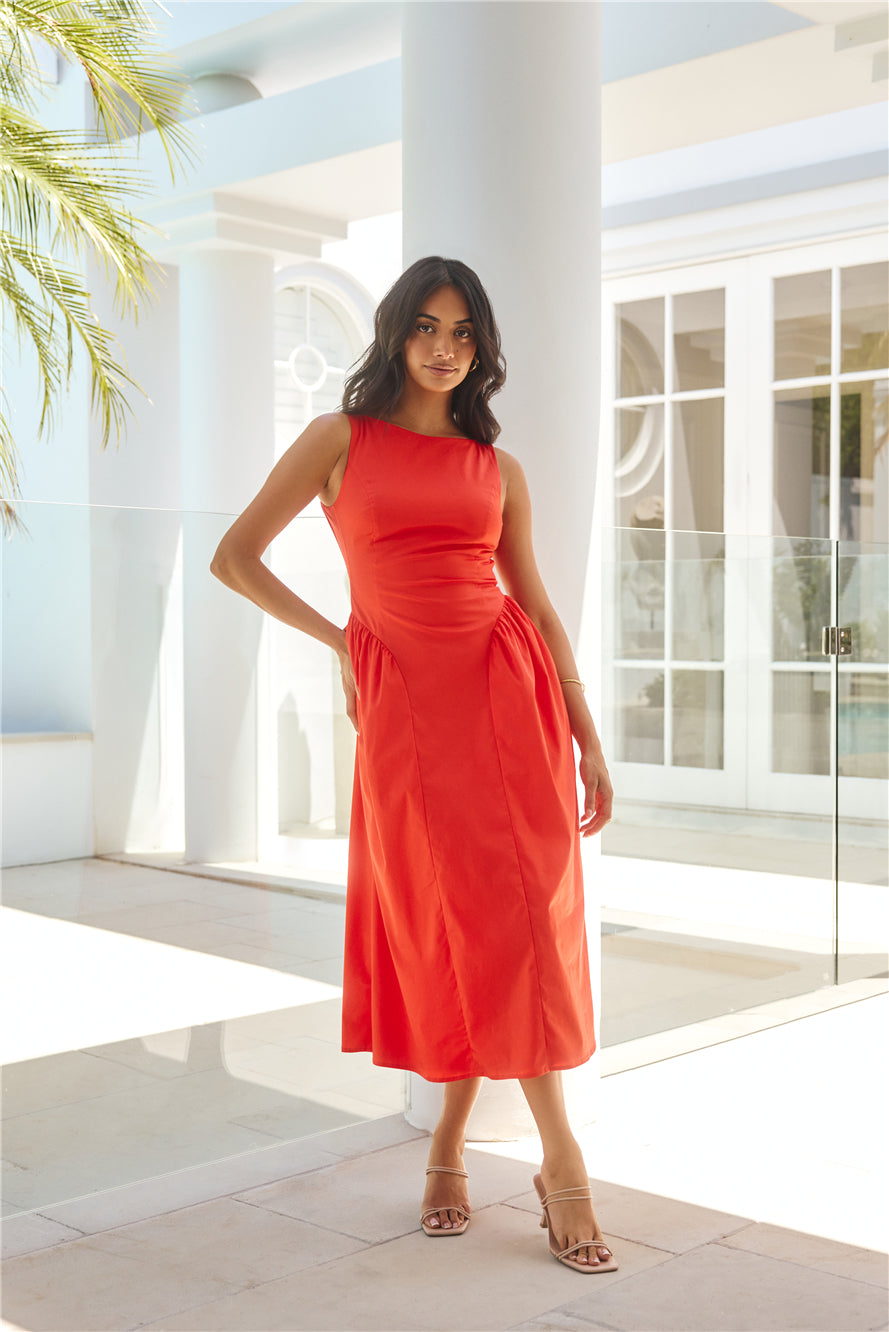 Style Spectacular Midi Dress Orange