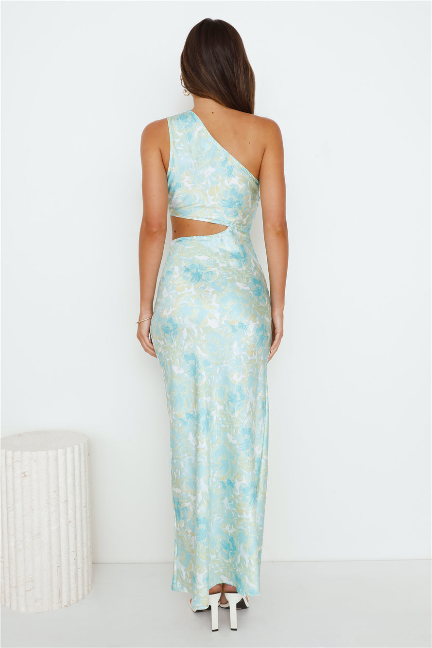 Poker Power Satin Maxi Dress Green