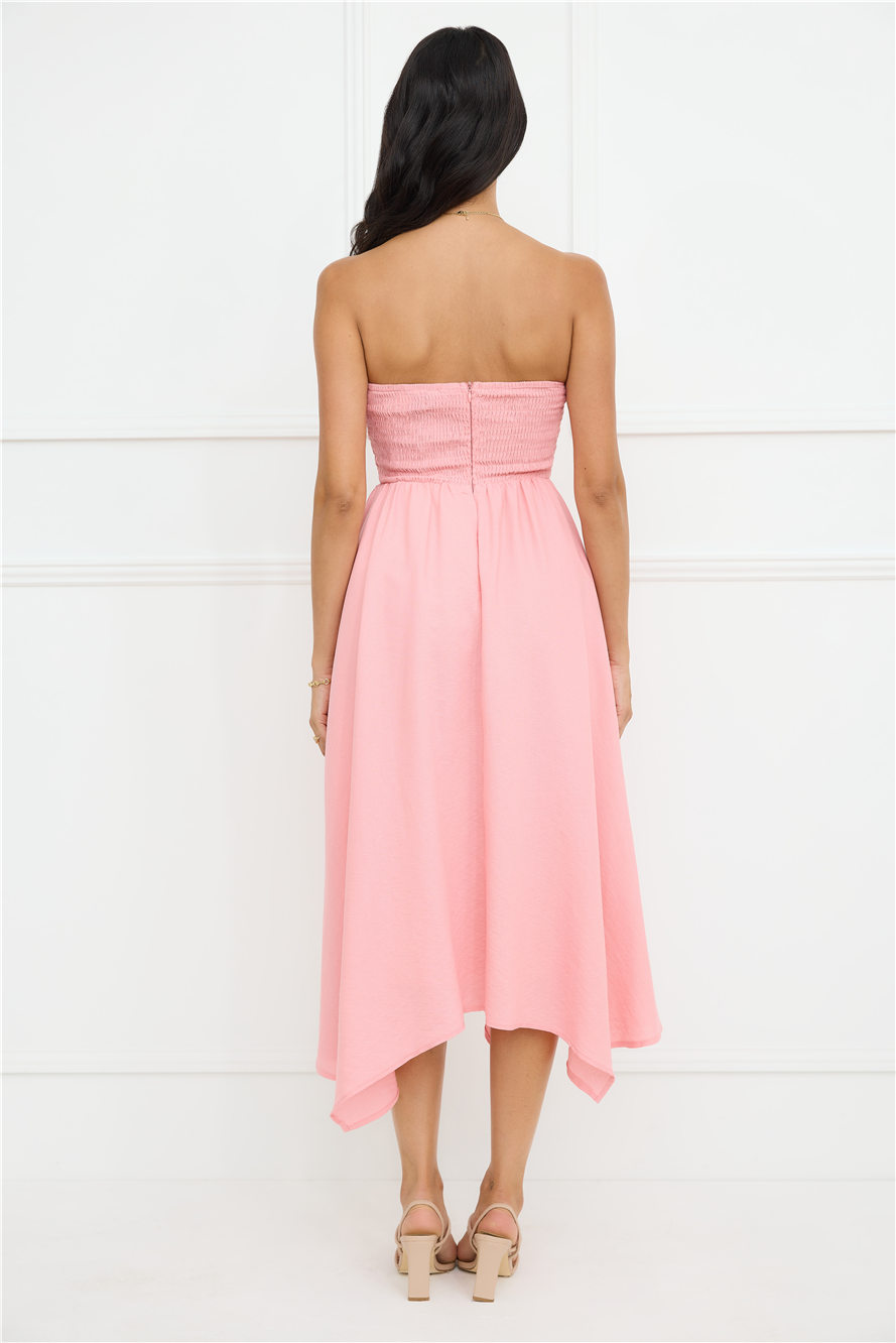 Saltwater Soul Strapless Midi Dress Pink