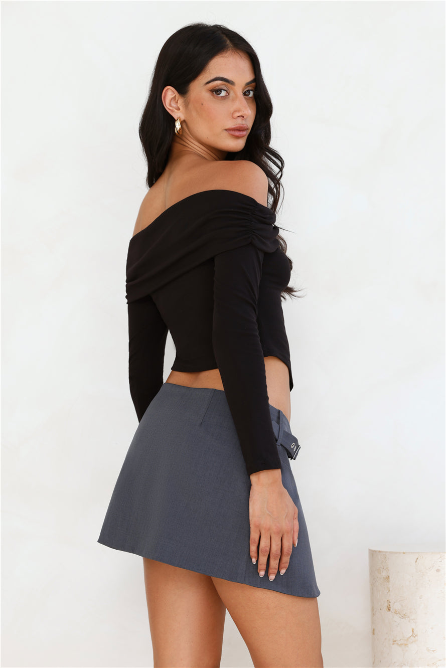 Power Of Basics Off Shoulder Long Sleeve Top Black