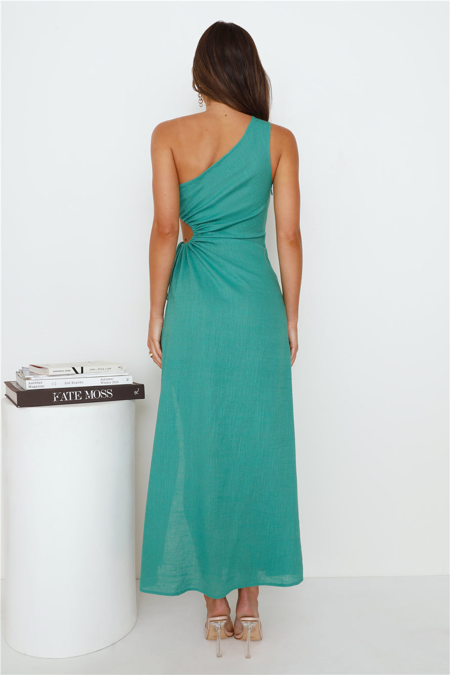 What's Your Name One Shoulder Maxi Dress Green