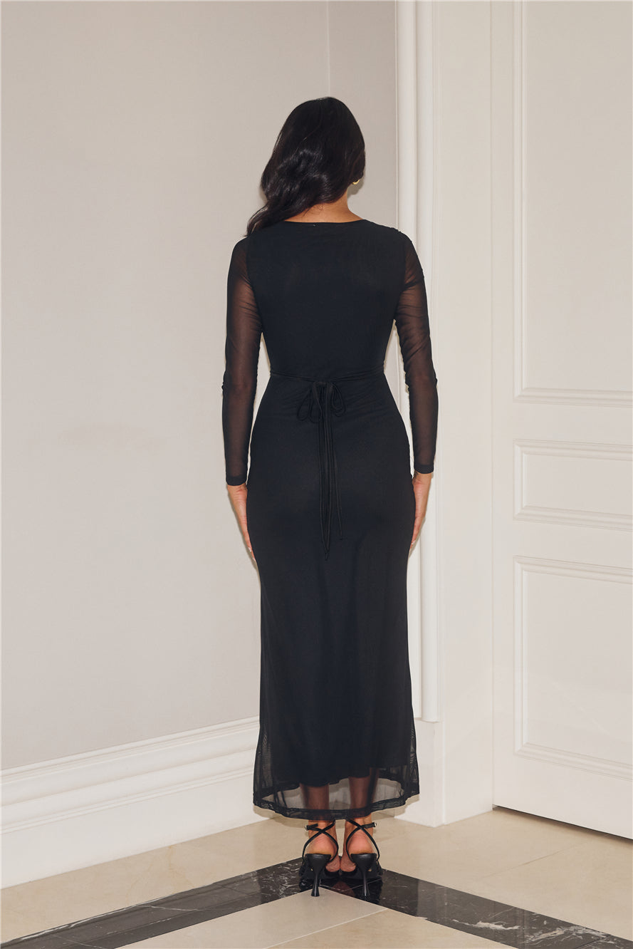 Solange Long Sleeve Maxi Dress Black