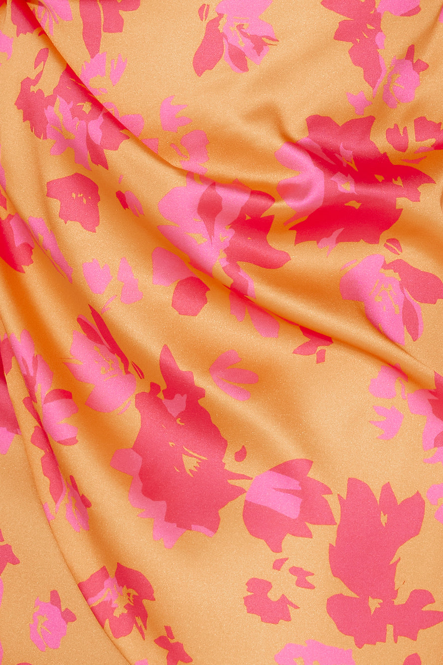 Dewy Perfection One Shoulder Satin Mini Dress Orange