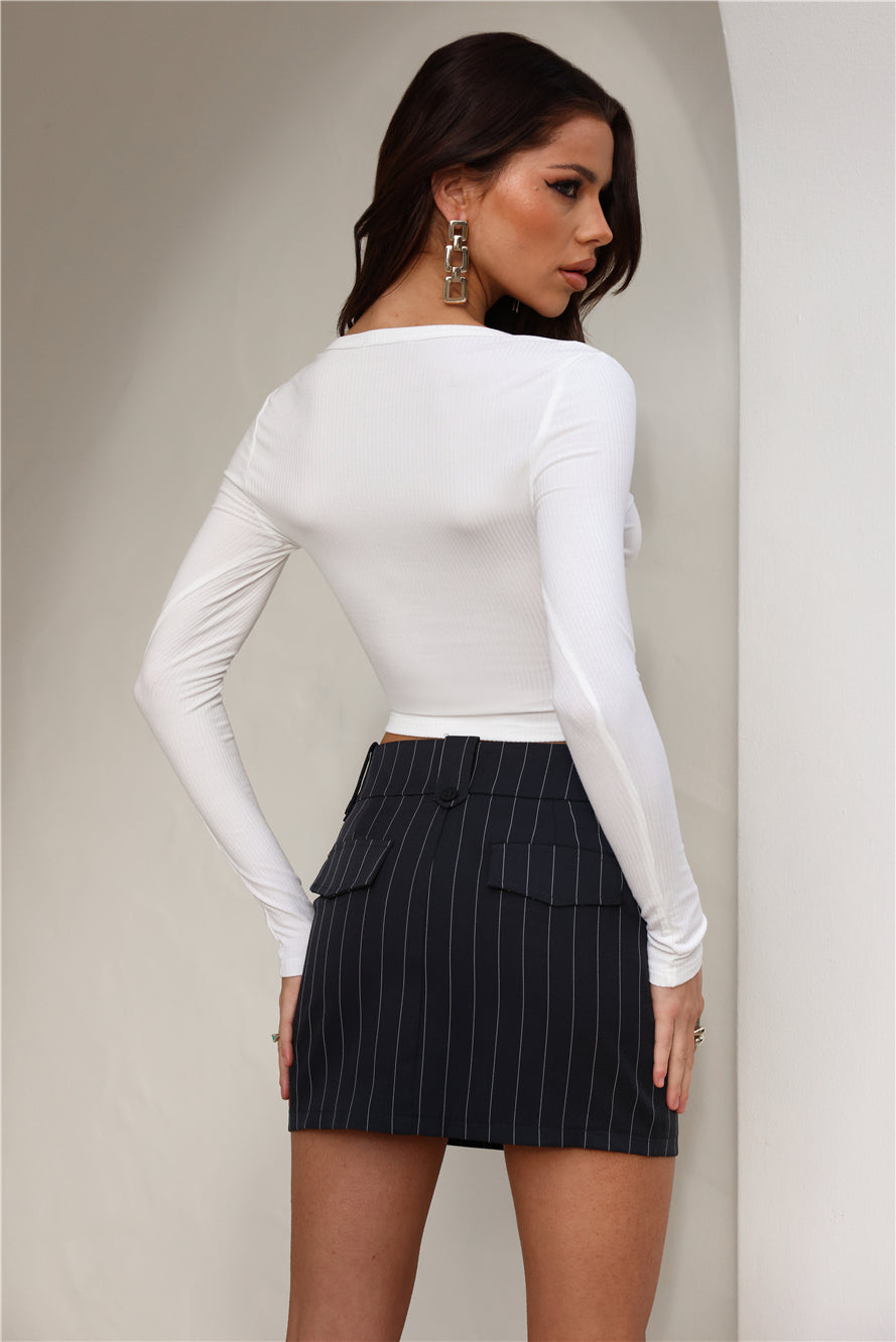 Easy Ribbed Long Sleeve Crop Top White