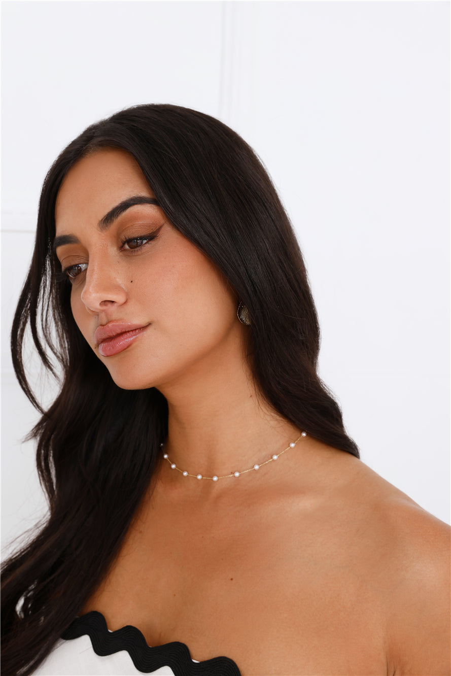 18k Gold Plated Pearl Choker Gold