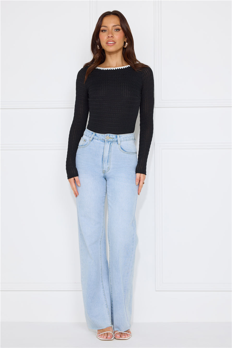 Day To Play Long Sleeve Bodysuit Black