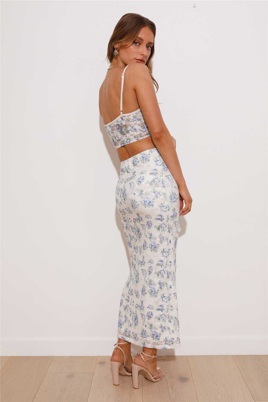Dainty Touch Lace Crop Top Blue