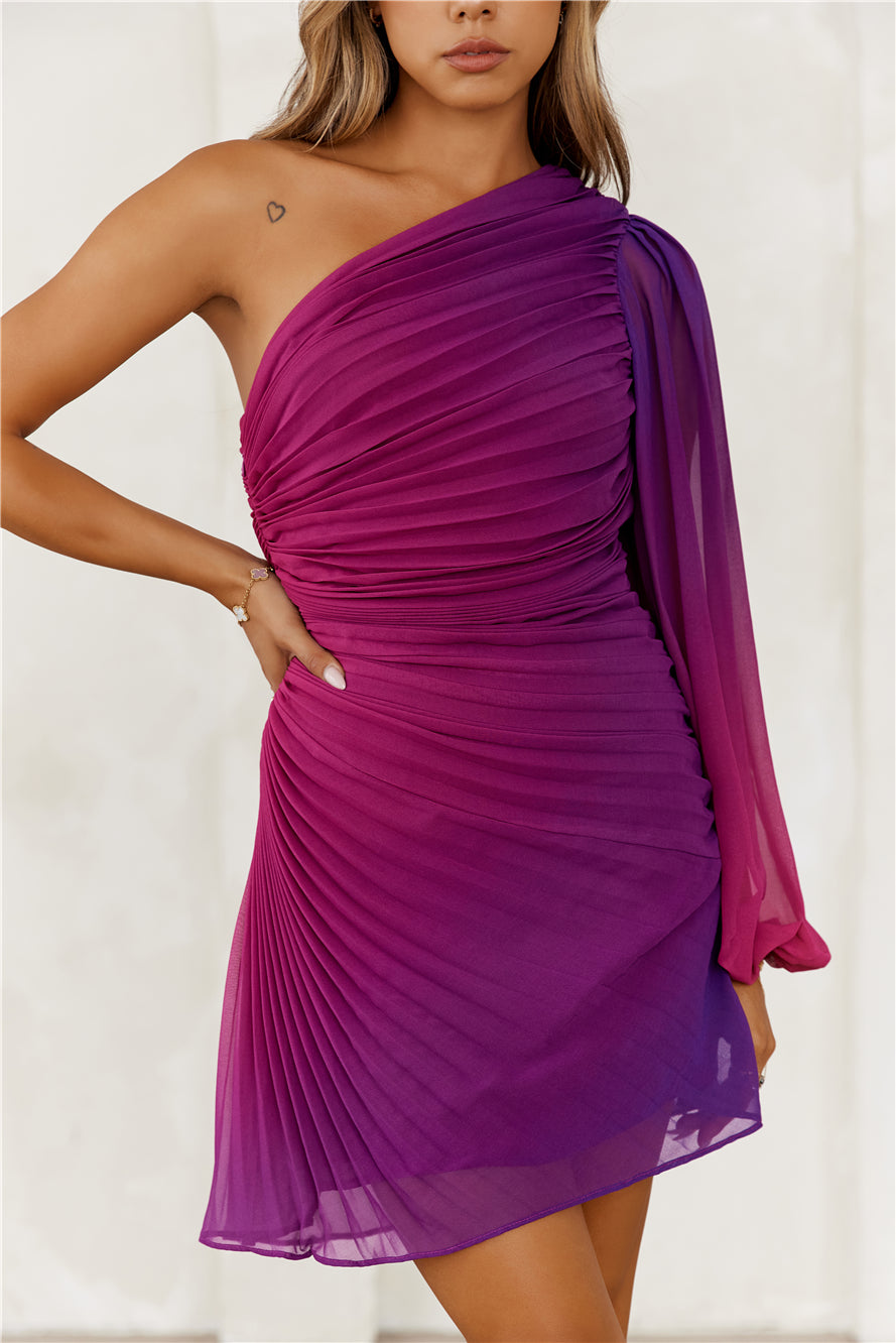 Twilight Tango One Shoulder Mini Dress Purple