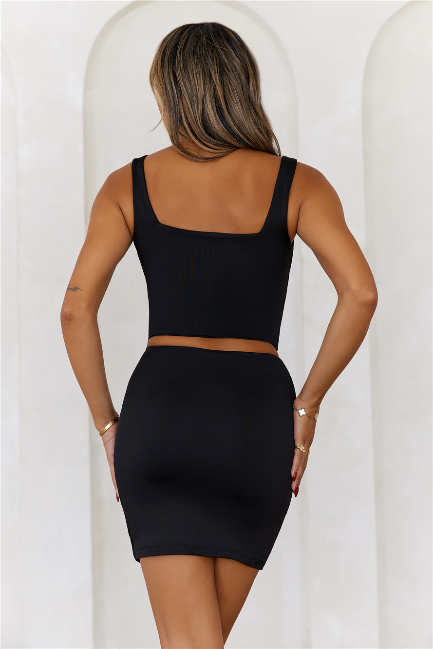BASE Slinky Bodycon Mini Skirt Black