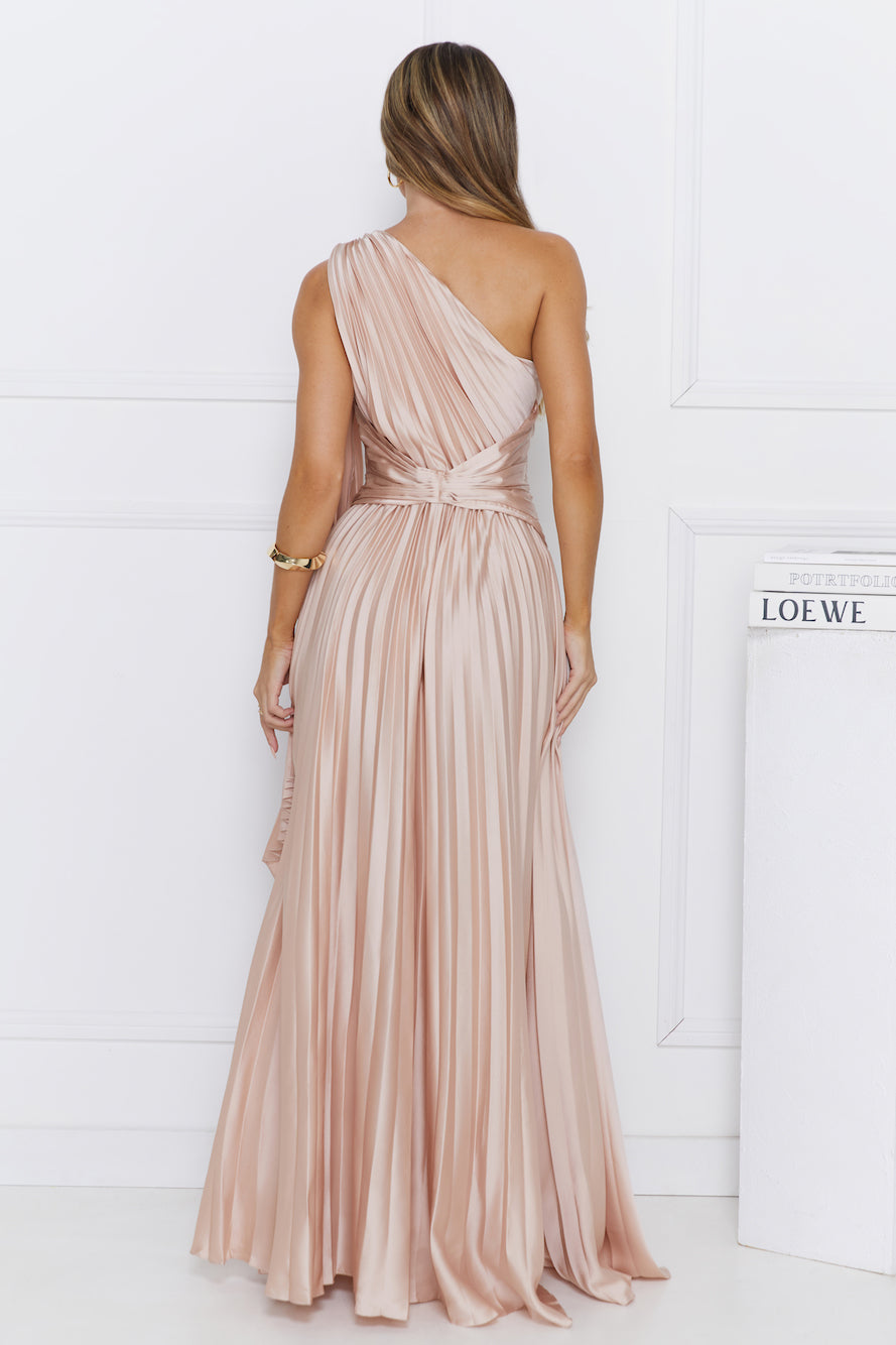 Evening Of Distinction One Shoulder Satin Maxi Dress Champagne