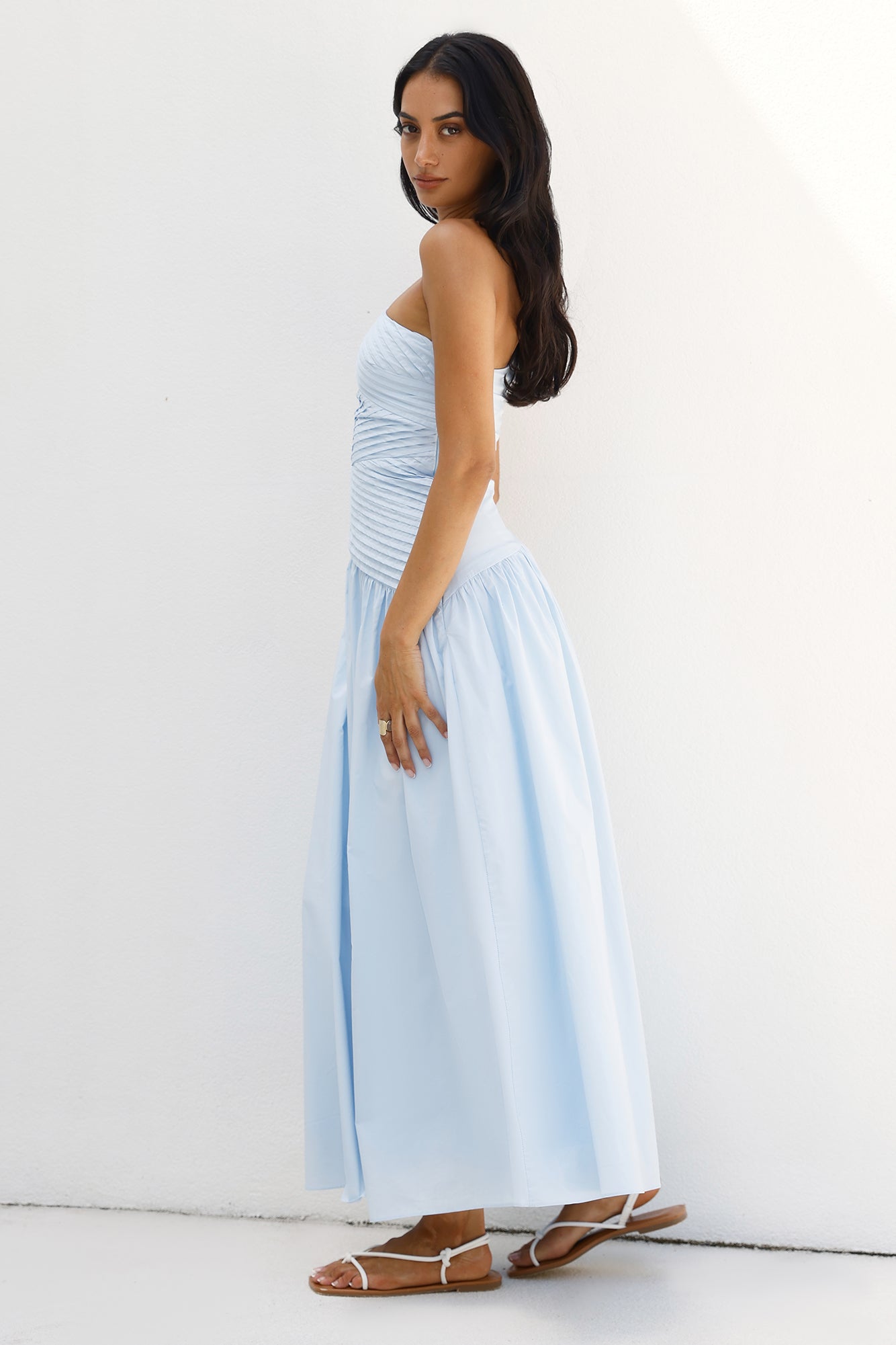 Seashell Moments One Shoulder Maxi Dress Blue