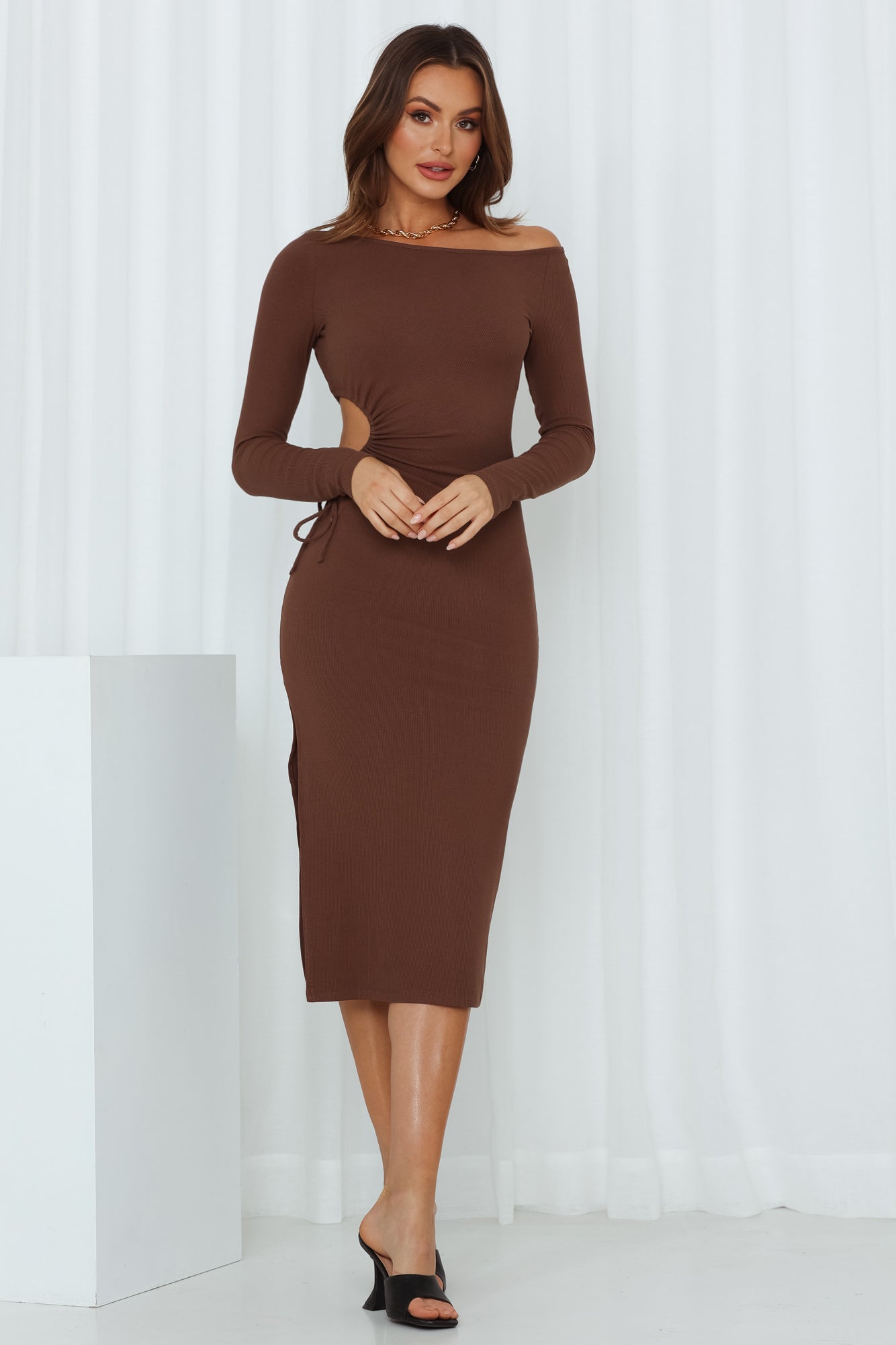 Side Surprise Maxi Dress Brown
