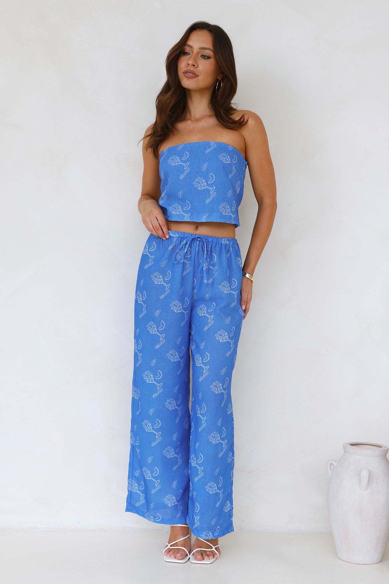 Melon Mix Wide Leg Pants Blue