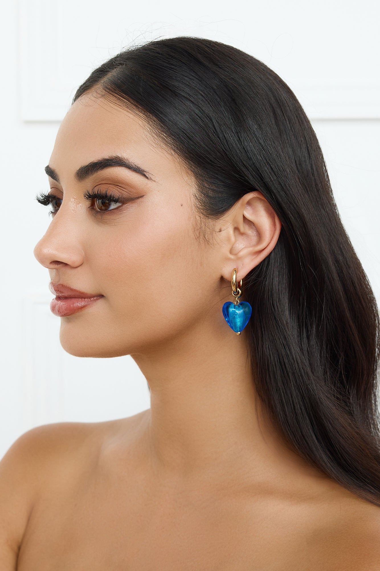 18k Gold Plated Glass Castle Earrings Blue