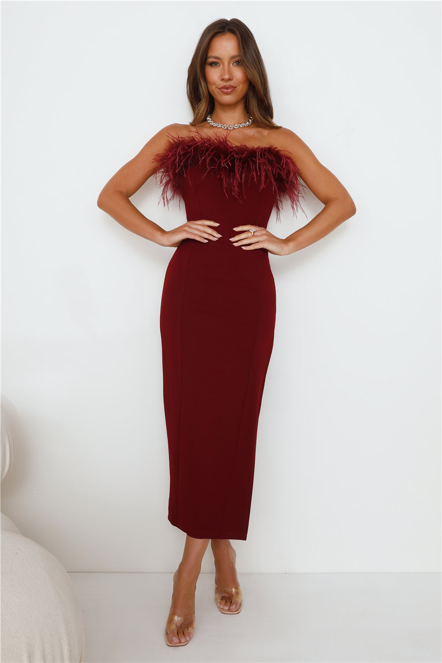 RUNAWAY Valentina Midi Dress Wine