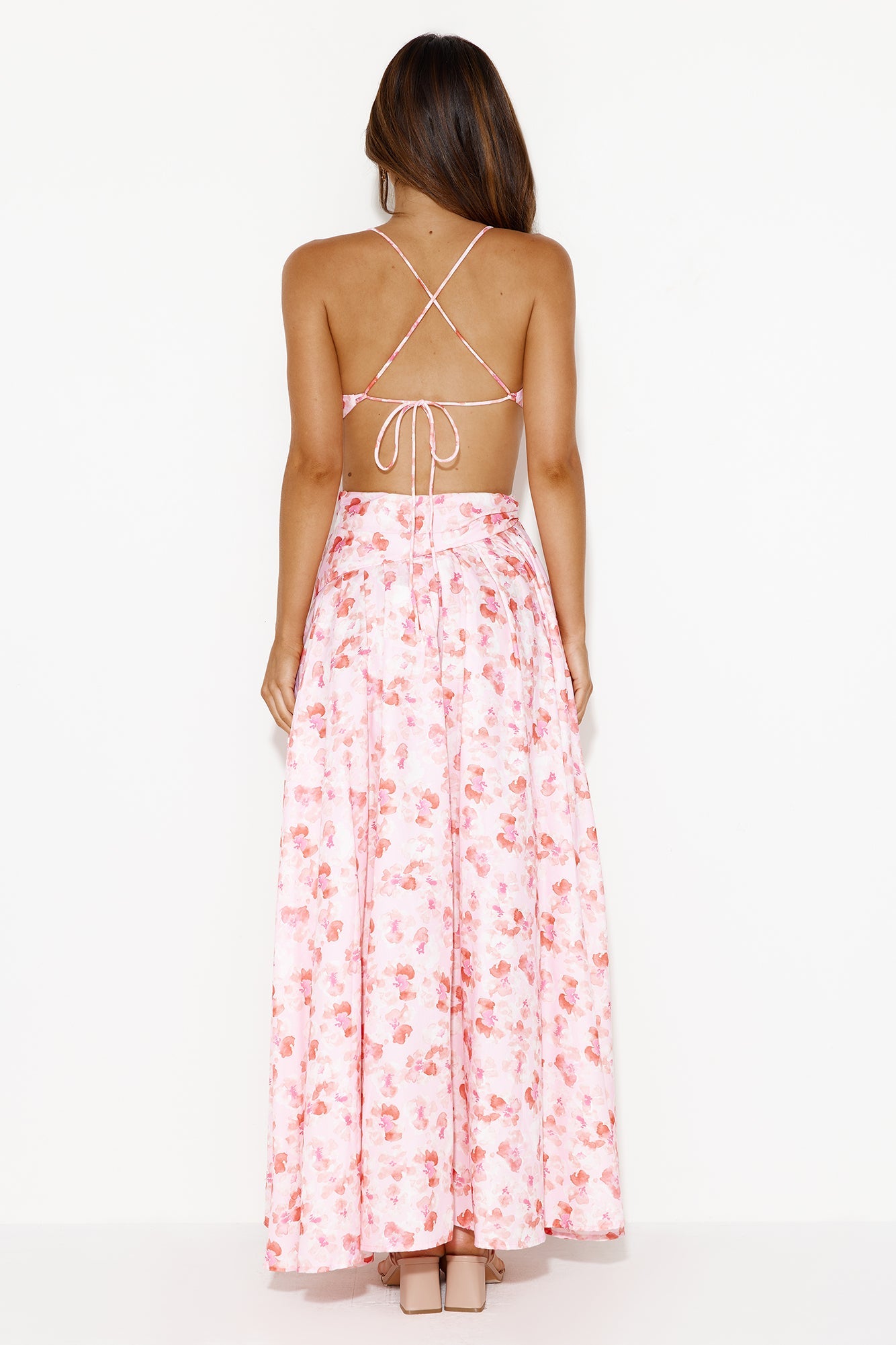 Rose Fields Midi Dress Pink