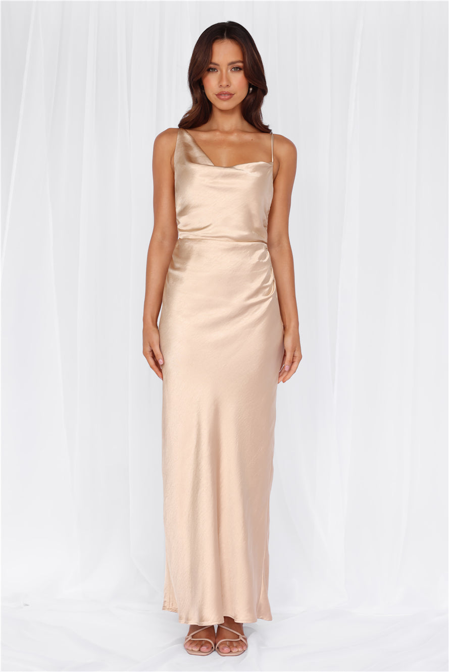 The Madeline Cowl Satin Maxi Dress Champagne