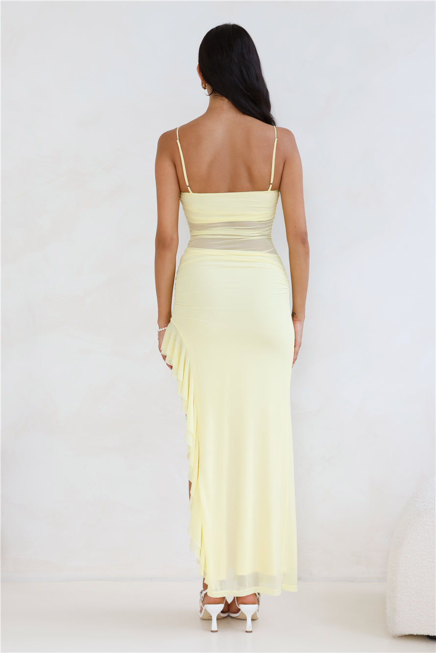 Golden Embrace Mesh Maxi Dress Yellow