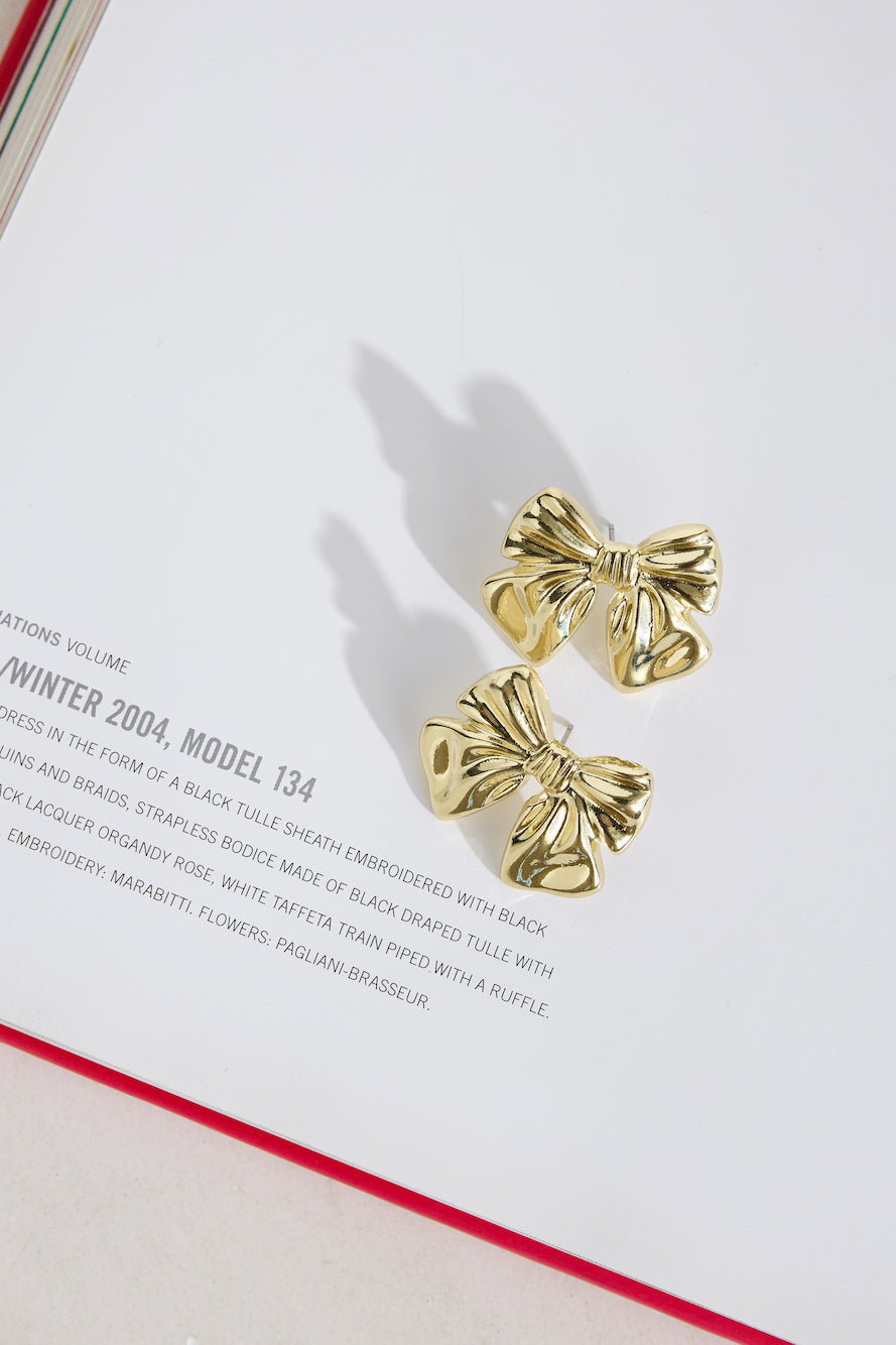 18k Gold Plated Flirty Bow Earrings Gold