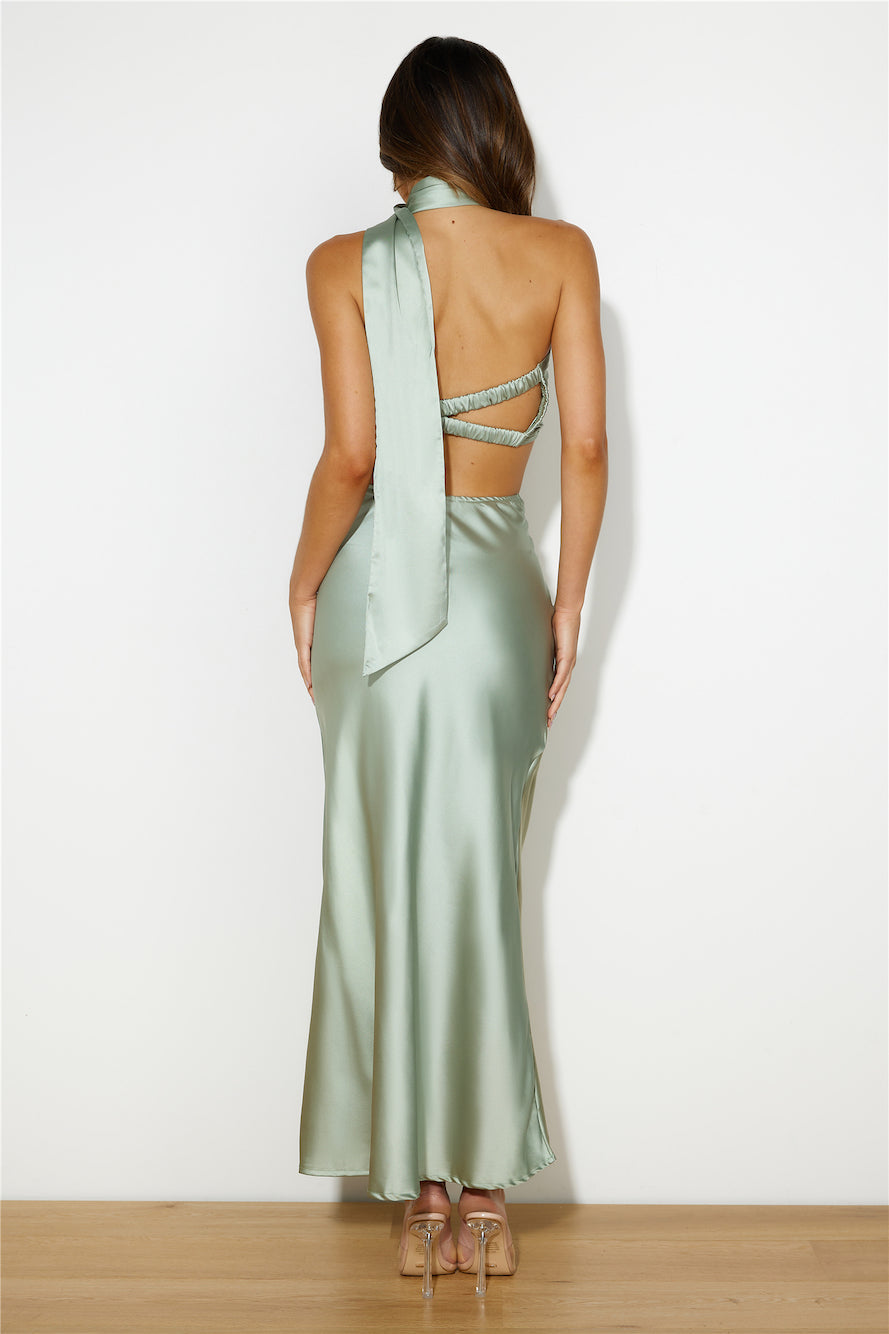 Ideal Vision Satin Crop Top Sage