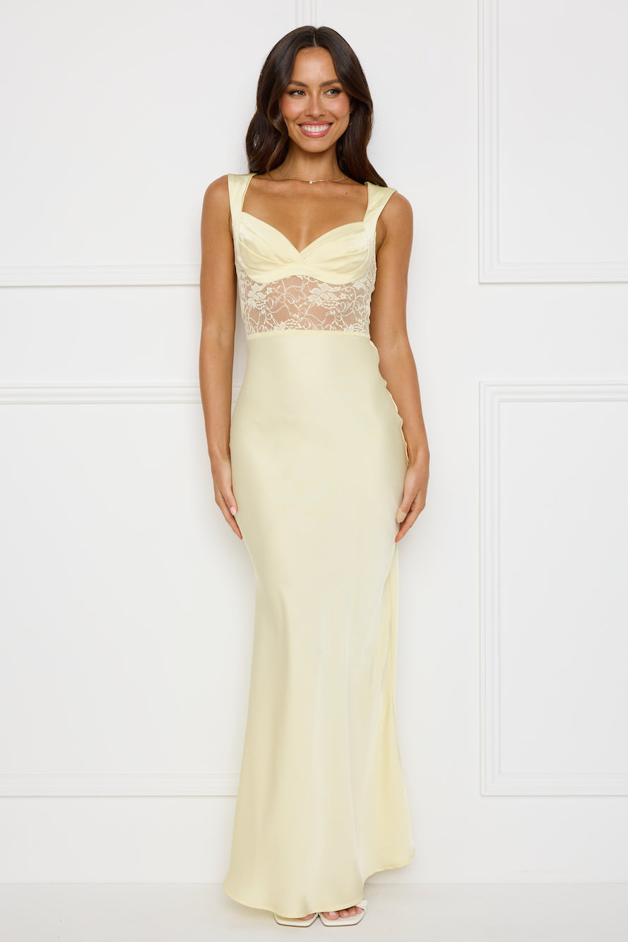 Afterparty Edit Satin Maxi Dress Yellow
