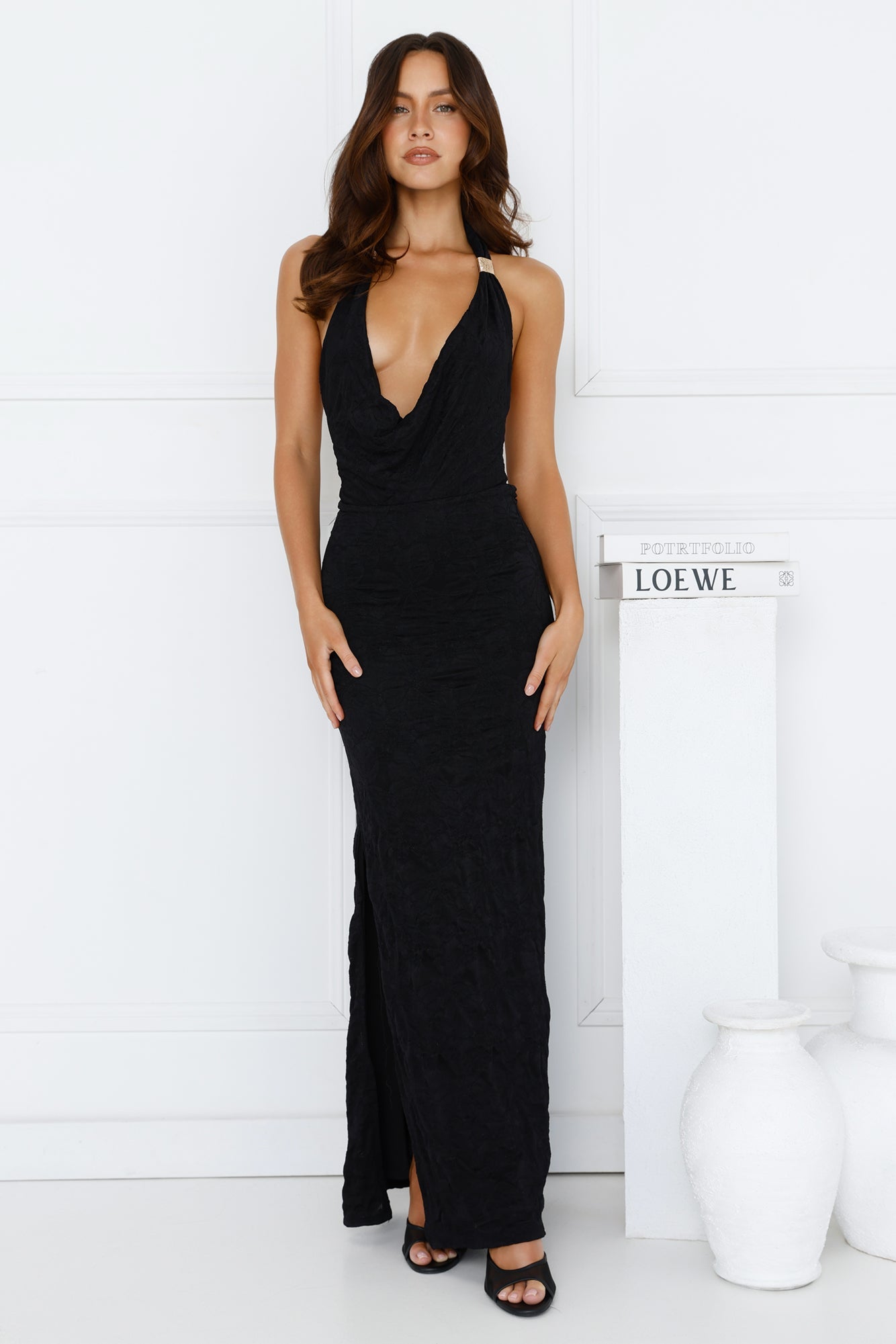 ��clat Affair Halter Maxi Dress Black