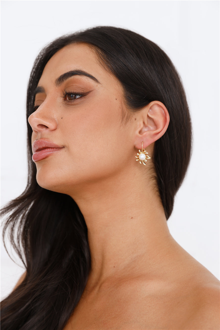 18k Gold Plated Pearl Perfection Earrings Gold
