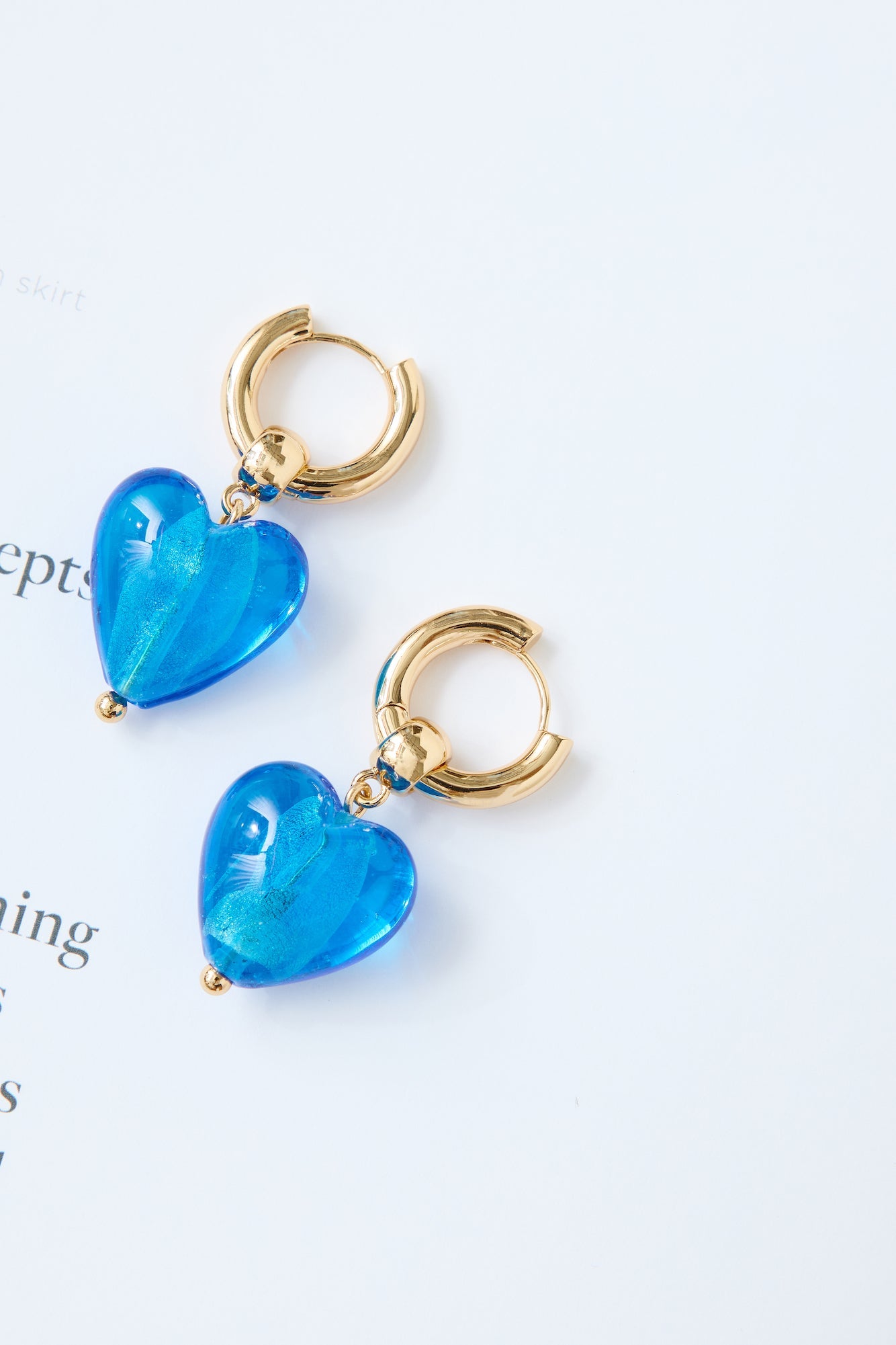 18k Gold Plated Glass Castle Earrings Blue