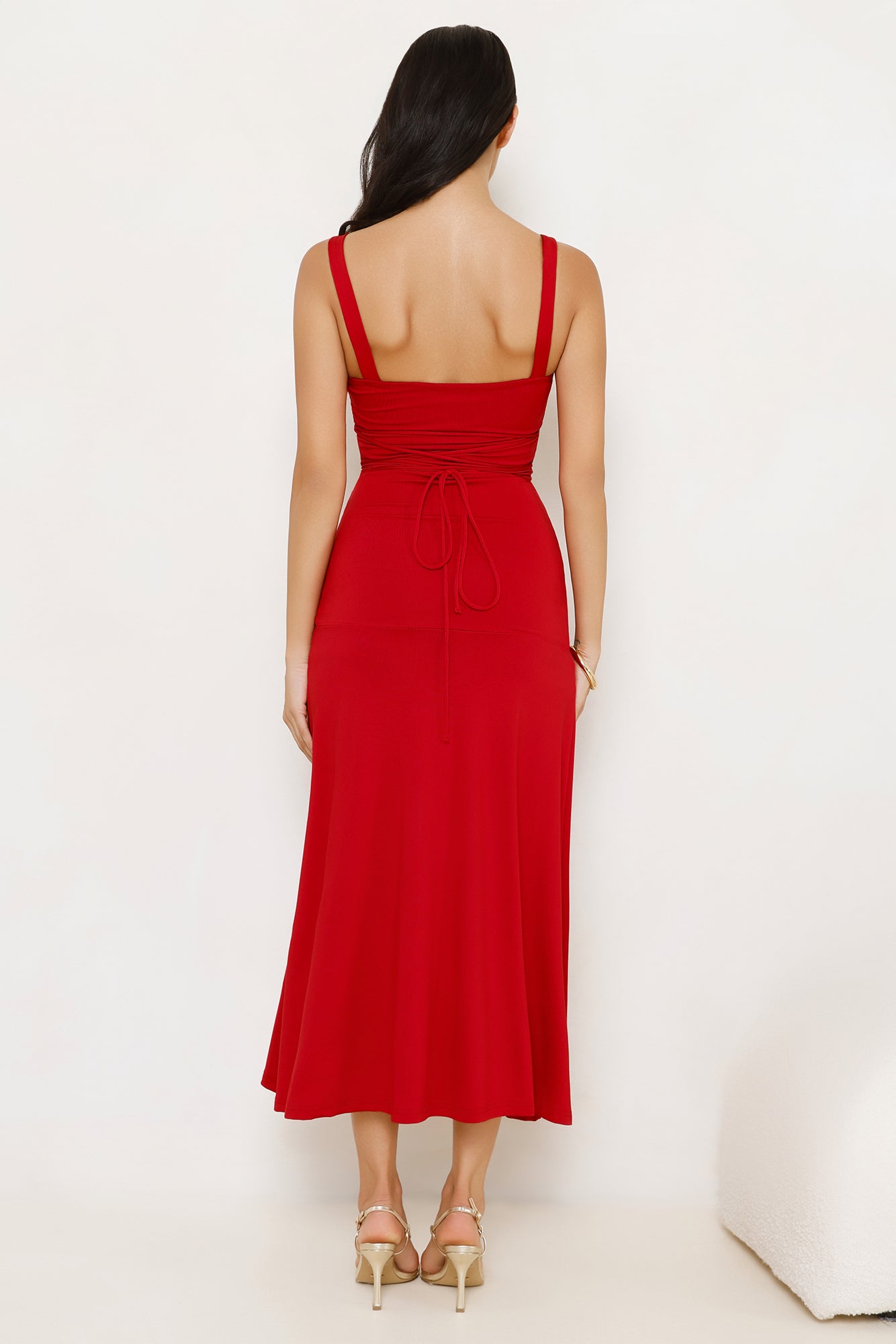 Velvet Kiss Midi Dress Red