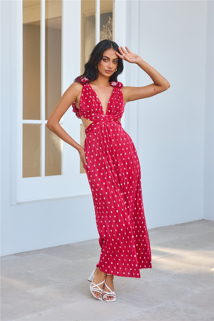 Romance Here Plisse Maxi Dress Red