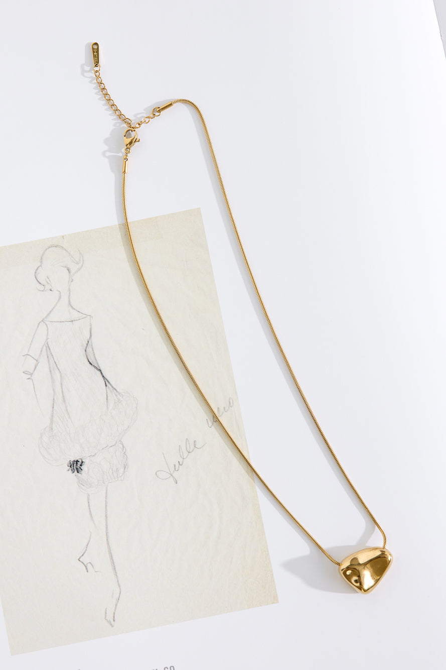 18k Gold Plated Pebble Necklace Gold