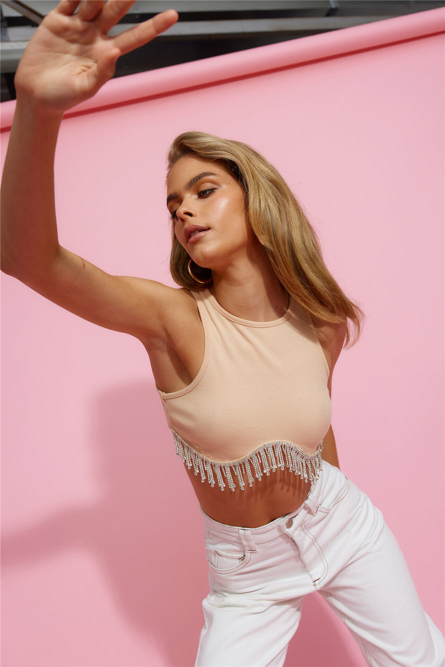 Little Sparkle Crop Top Beige