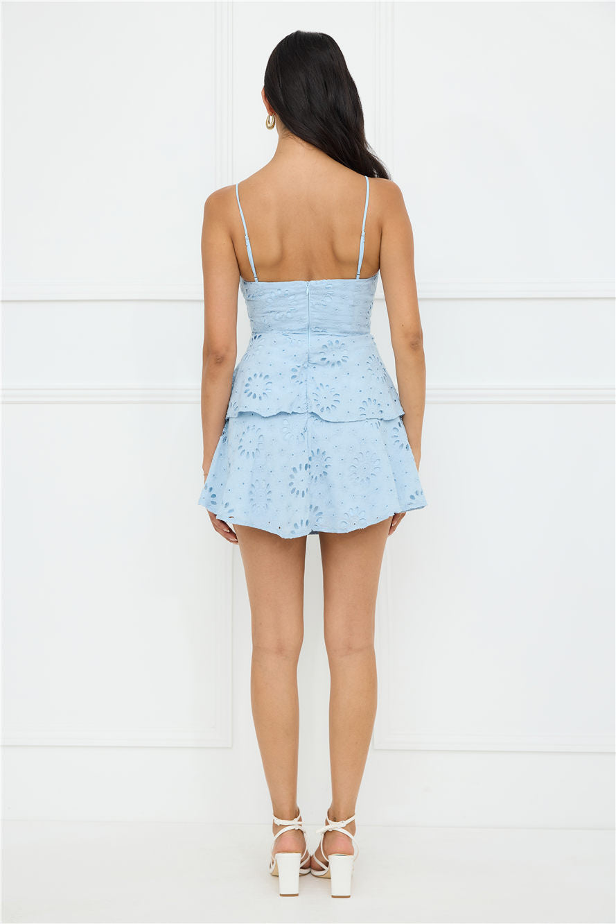 Morningside Embroidered Mini Dress Blue
