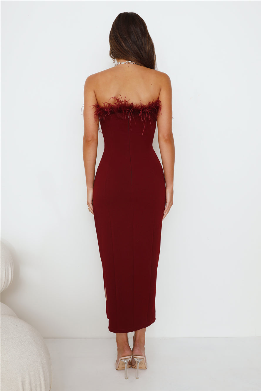 RUNAWAY Valentina Midi Dress Wine