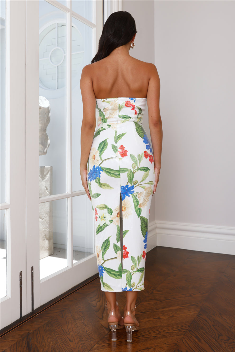 Romina Midi Dress White Floral