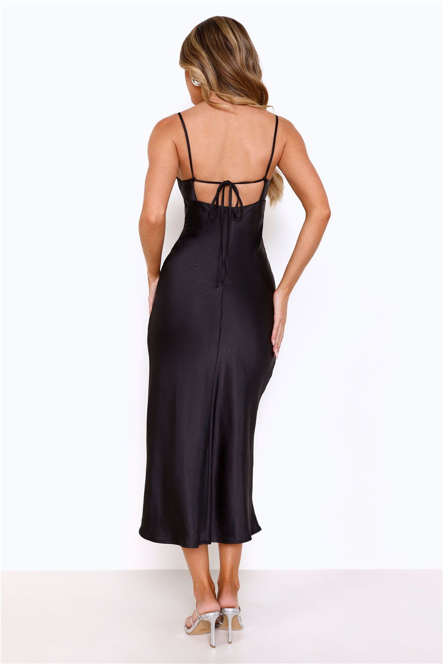 The Formal Soir��e Satin Midi Dress Black