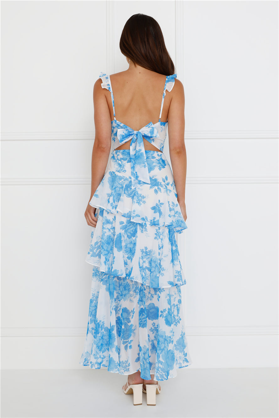 Petal Pathway Maxi Dress Blue