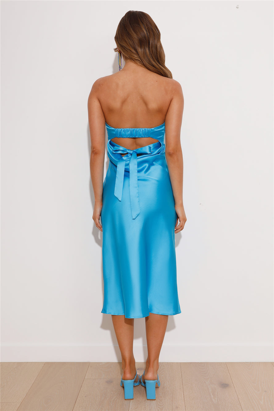 Secret To Share Satin Midi Dress Blue