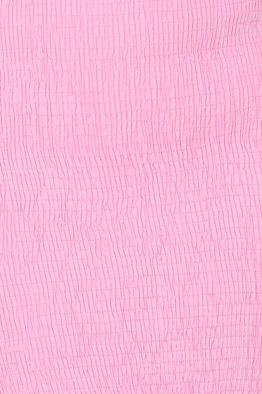In My Direction Strapless Bubble Midi Dress Pink