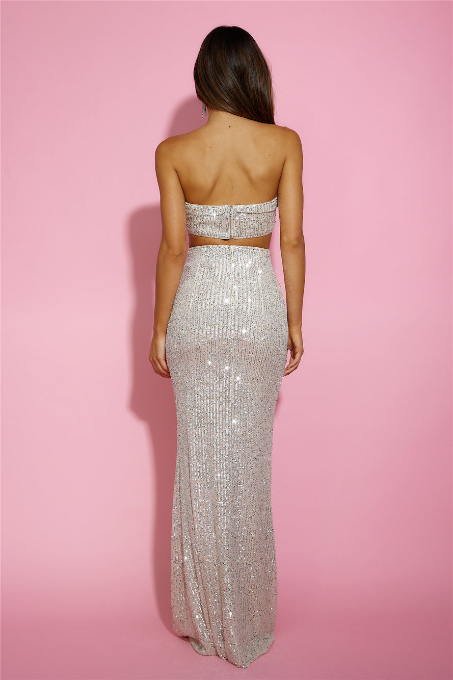Sprinkle Shine Sequin Crop Top Beige
