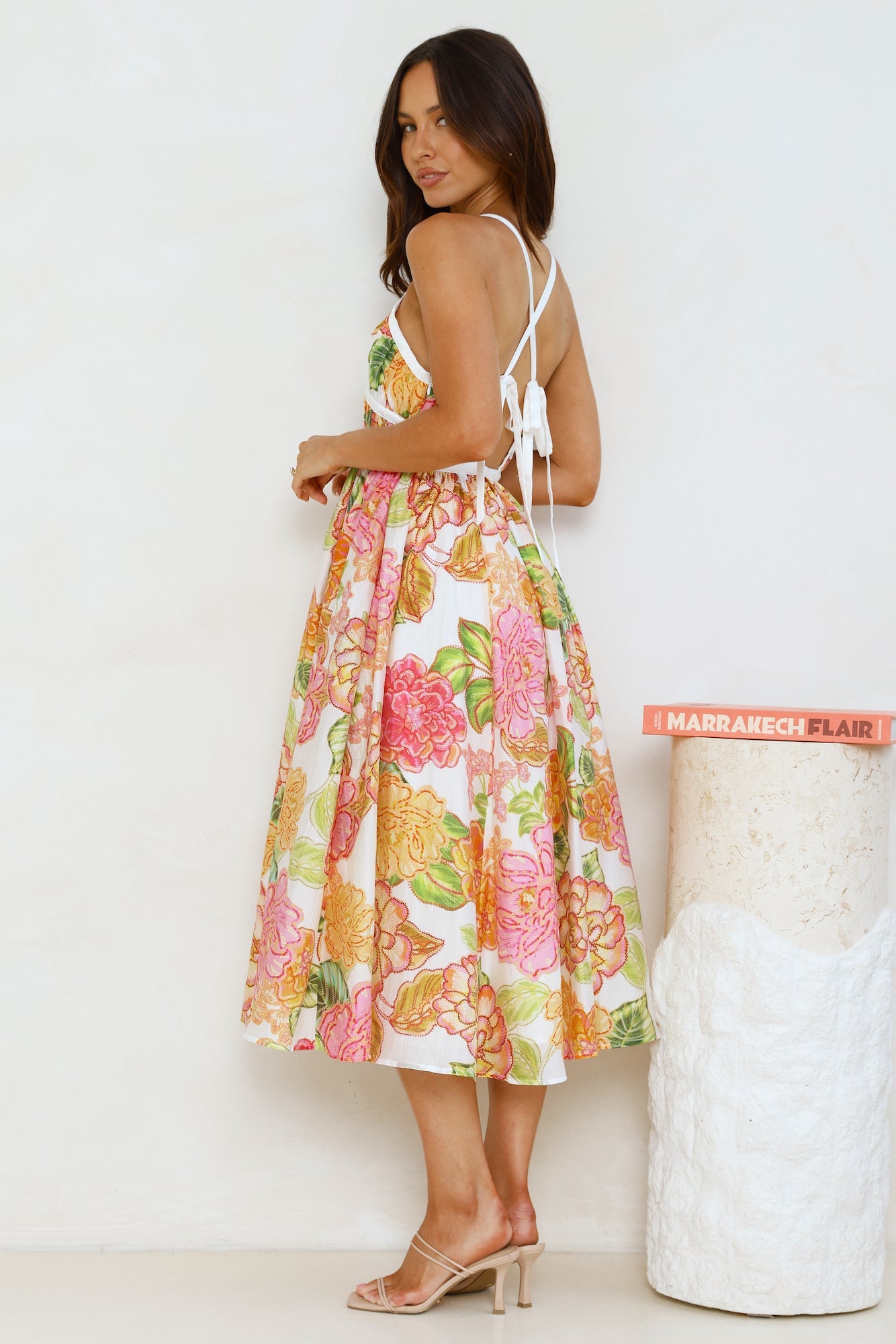 Blooming In The City Midi Dress Orange