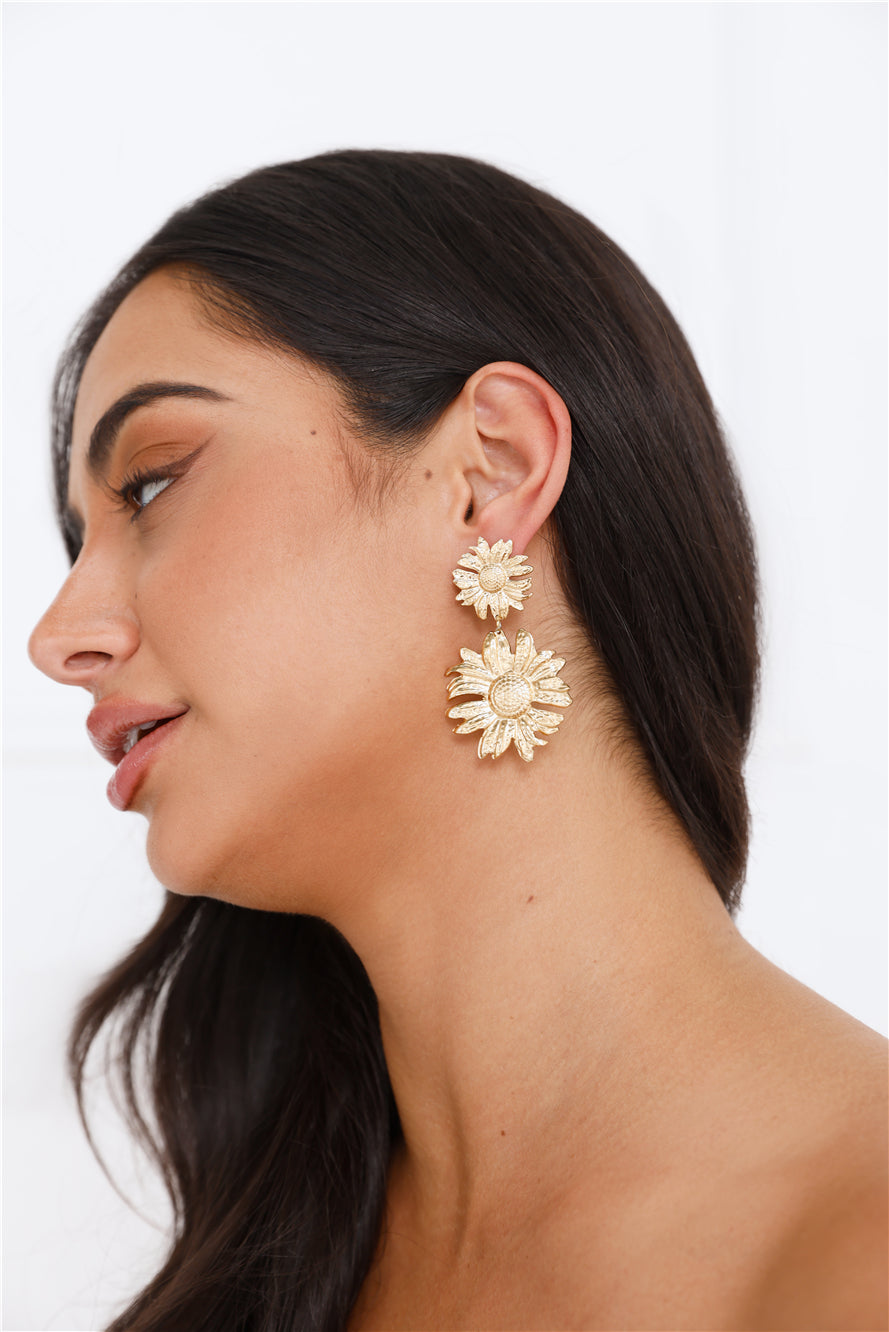 18k Gold Plated Sunflower Haven Earrings Gold
