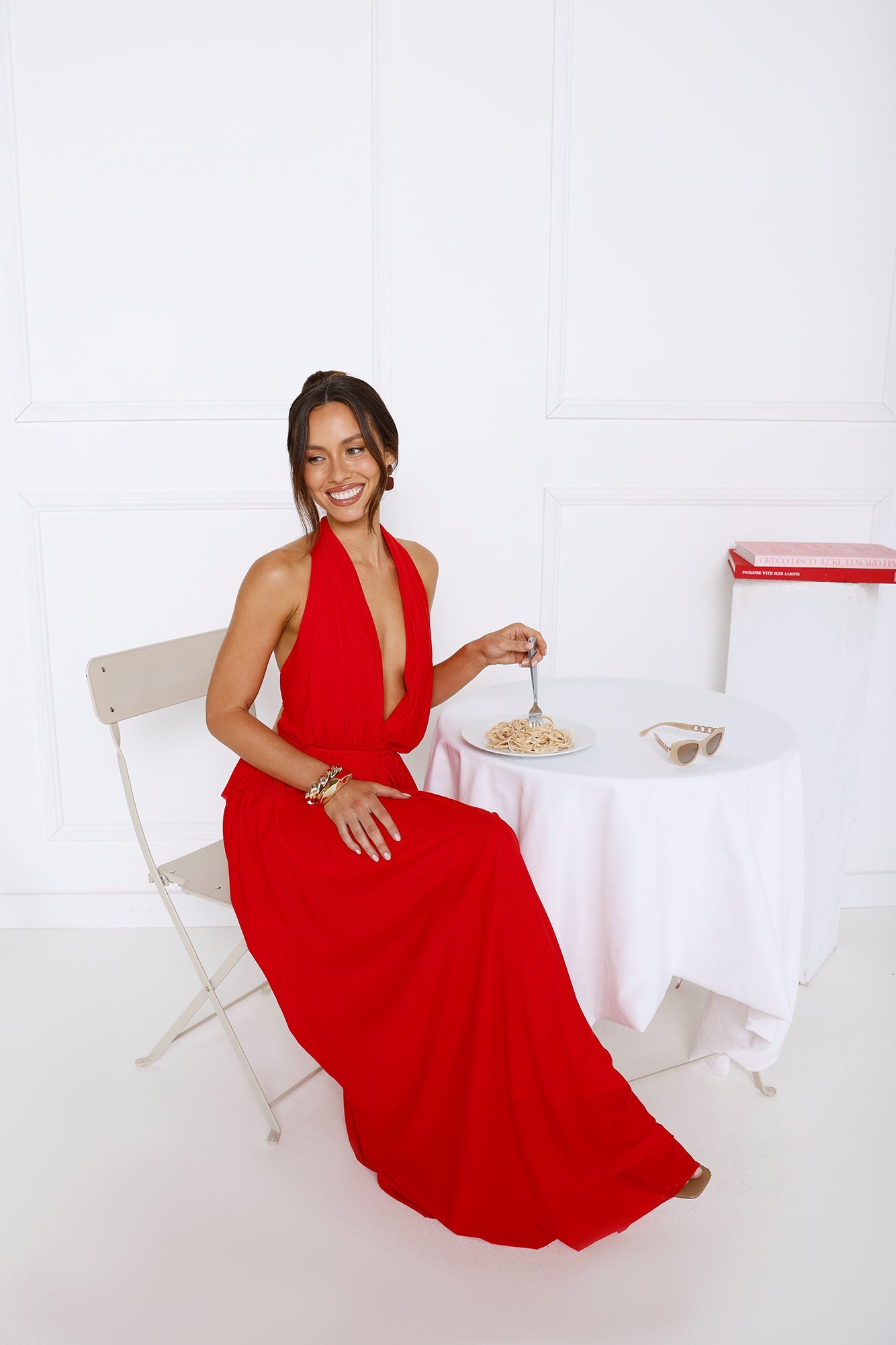 Love From Rosalie Halter Maxi Dress Red
